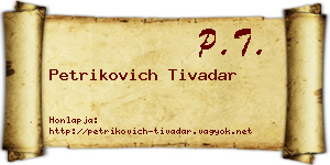 Petrikovich Tivadar névjegykártya