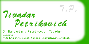 tivadar petrikovich business card